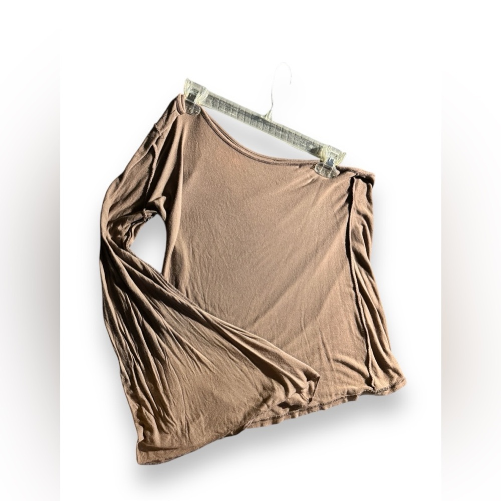 One shoulder tan flowy top